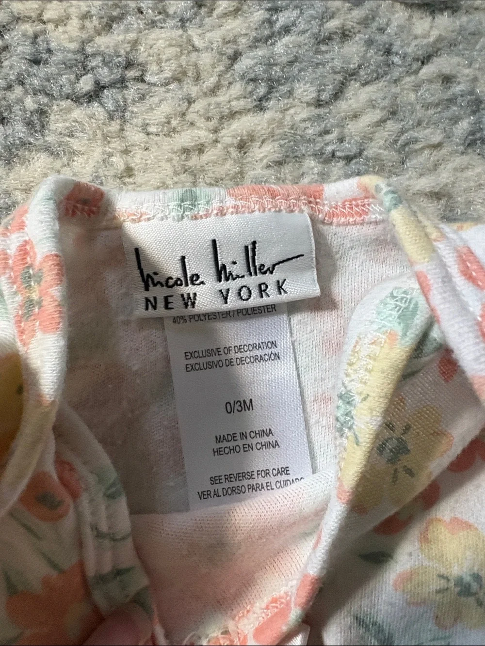 Nicole Miller Peach & Cream Floral Knit Bodysuit Set with Headband